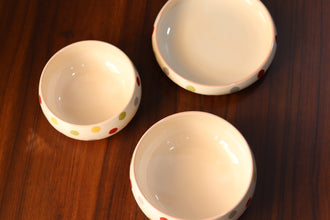 Pastel polka Bowls set of 3