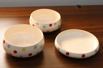 Pastel polka Bowls set of 3