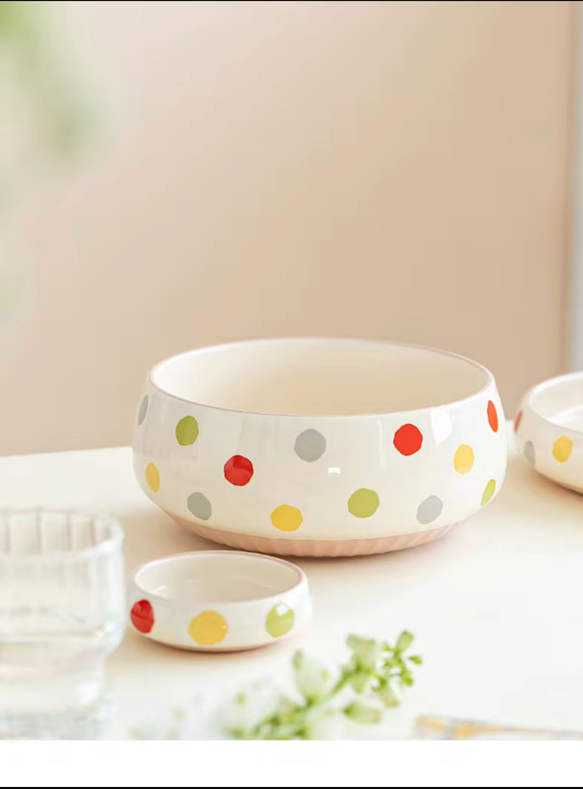 Pastel polka Bowls set of 3